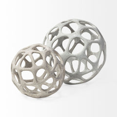 Spiro Off-White 7.3"H Hollow Decorative Orb - Ornate Home
