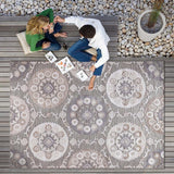 Spring Beige Bohemian Medallion Floral Non-Shedding Indoor/Outdoor Area Rugs - Ornate Home