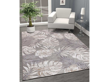 Spring Beige Leaf Tropical Botanical Non-Shedding Indoor/Outdoor Area Rugs - Ornate Home