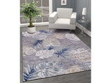 Spring Blue Leaf Tropical Botanical Non-Shedding Indoor/Outdoor Area Rugs - Ornate Home