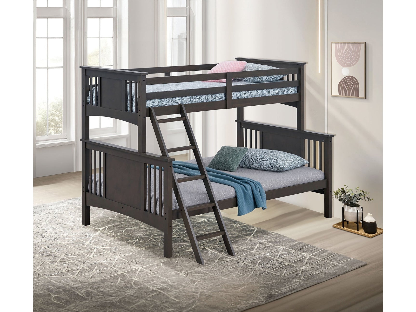Spring Creek Stain Gray Twin/Full Bunk Bed - Ornate Home