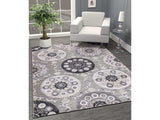 Spring Gray Bohemian Medallion Floral Non-Shedding Indoor/Outdoor Area Rugs - Ornate Home