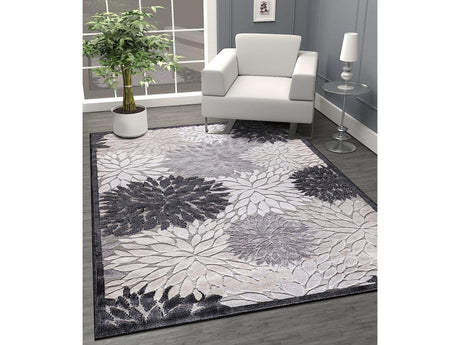 Spring Gray Floral Exotic Tropical Non-Shedding Indoor/Outdoor Area Rugs - Ornate Home