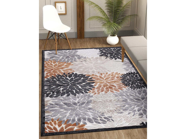 Spring Orange Floral Exotic Tropical Non-Shedding Indoor/Outdoor Area Rugs - Ornate Home
