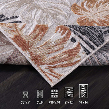 Spring Yellow Leaf Tropical Botanical Non-Shedding Indoor/Outdoor Area Rugs - Ornate Home