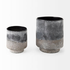Squally Black/Brown Glass Ombre Textured Vase - Ornate Home