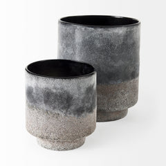 Squally Black/Brown Glass Ombre Textured Vase - Ornate Home