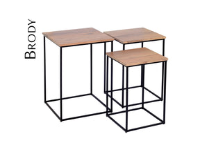 Square Amber Wood & Metal Nesting Tables - Ornate Home