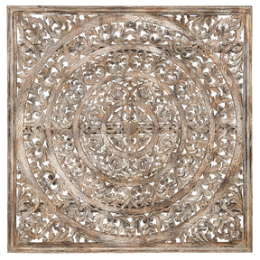 Square Carved Beige Panel - Ornate Home