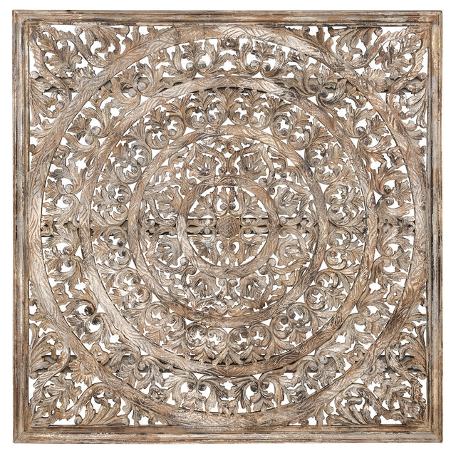 Square Carved Beige Panel - Ornate Home