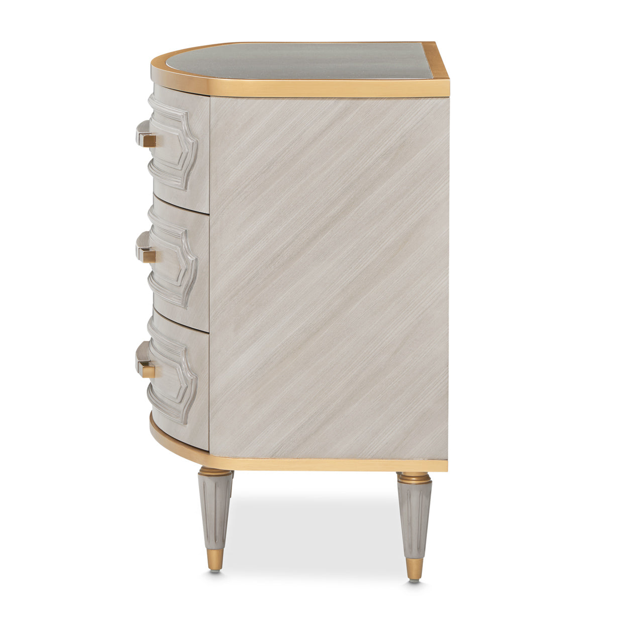 St. Charles Dove Gray 3-Drawer Nightstand - Ornate Home