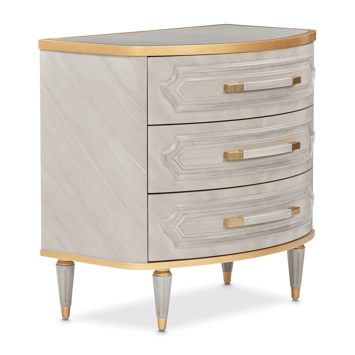 St. Charles Dove Gray 3-Drawer Nightstand - Ornate Home