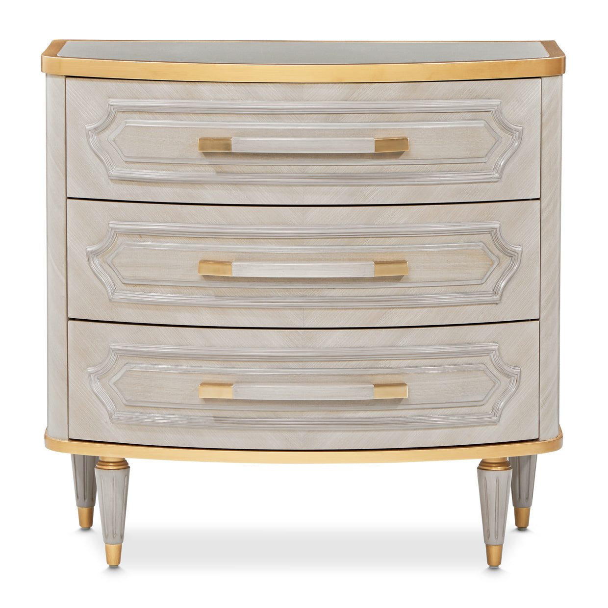 St. Charles Dove Gray 3-Drawer Nightstand - Ornate Home