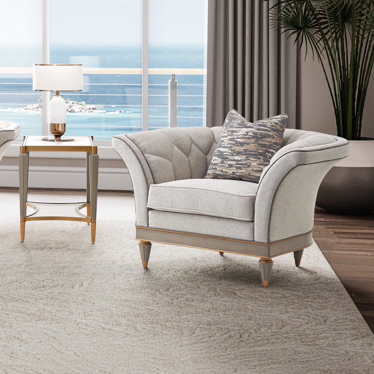 St. Charles Dove Gray/Cirrus Matching Chair - Ornate Home