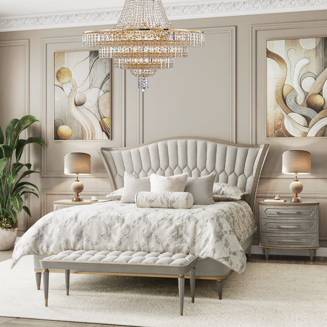 St. Charles Dove Gray/Cirrus Upholstered Bed - Ornate Home