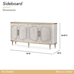 St. Charles Dove Gray Sideboard & Mirror - Ornate Home