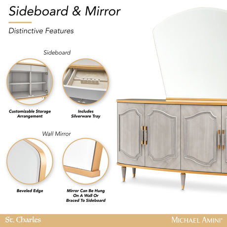 St. Charles Dove Gray Sideboard & Mirror - Ornate Home