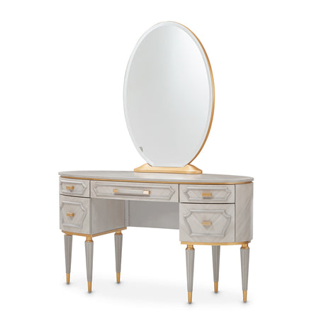 St. Charles Dove Gray Vanity Desk & Mirror - Ornate Home