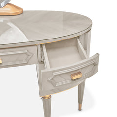 St. Charles Dove Gray Vanity Desk with Mirror & Chair - Ornate Home