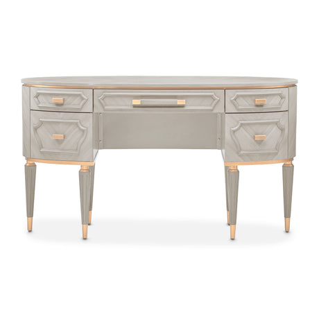 St. Charles Dove Gray Vanity Desk with Mirror & Chair - Ornate Home