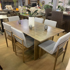 St Gallen Natural Tone & Light Gray Dining Room Set / 7pc - Ornate Home