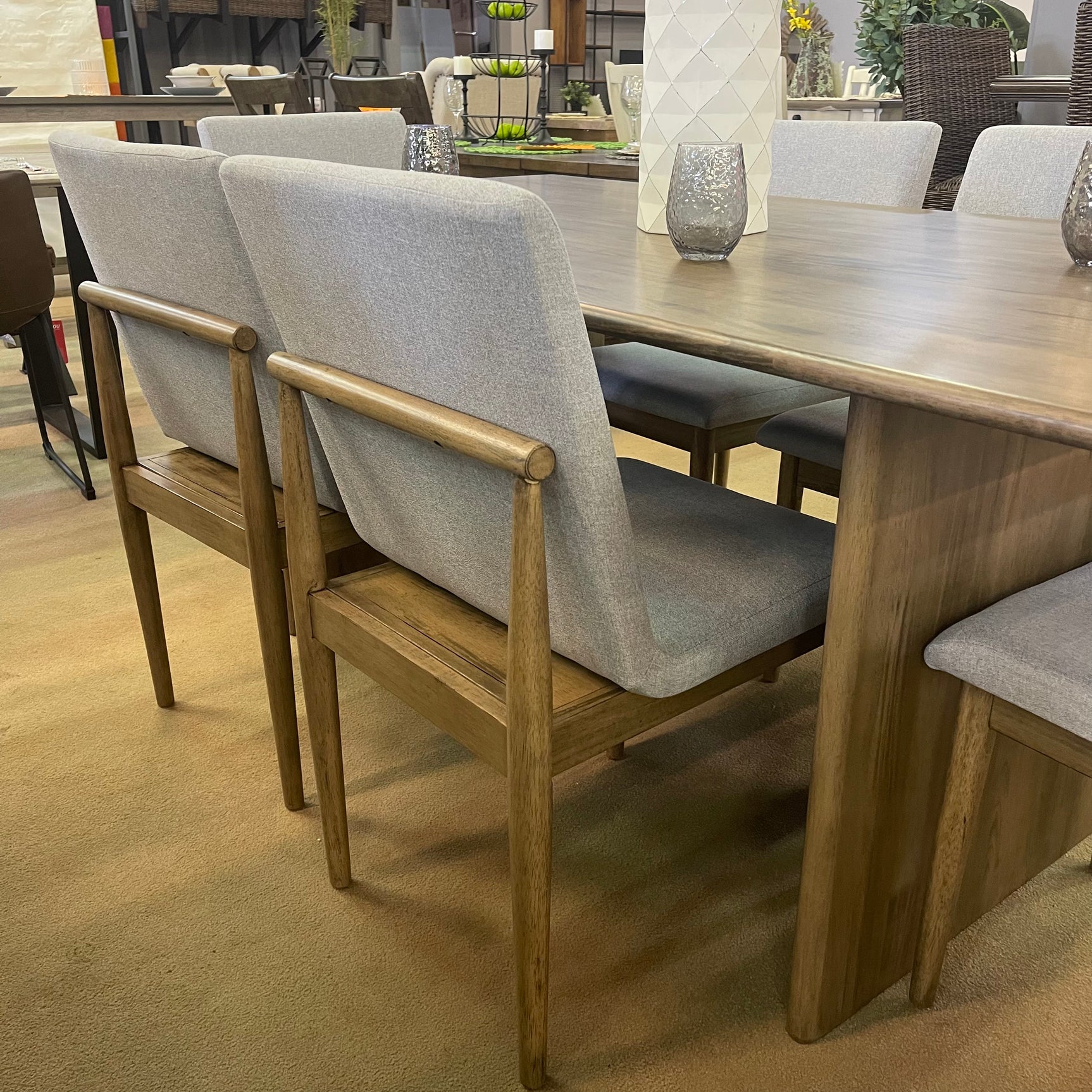 St Gallen Natural Tone & Light Gray Dining Room Set / 7pc - Ornate Home