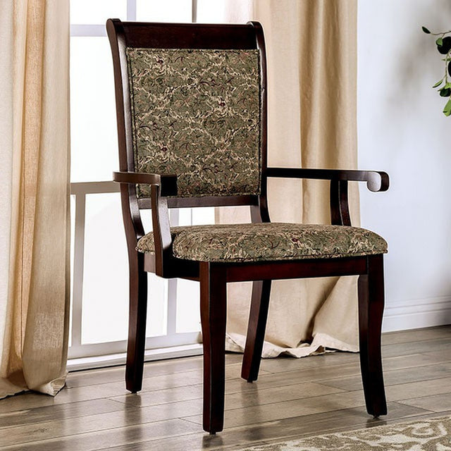 St. Nicholas Antique Cherry/Beige Arm Chair (Set of 2) - Ornate Home