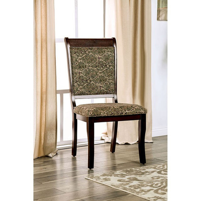 St. Nicholas Antique Cherry/Beige Side Chair (Set of 2) - Ornate Home