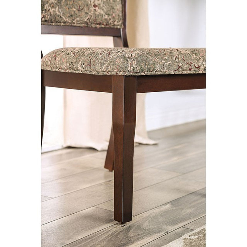 St. Nicholas Antique Cherry/Beige Side Chair (Set of 2) - Ornate Home