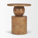 Stack Light Brown Wood Geometric Accent Table
