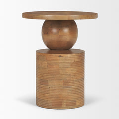 Stack Light Brown Wood Geometric Accent Table