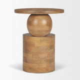 Stack Light Brown Wood Geometric Accent Table