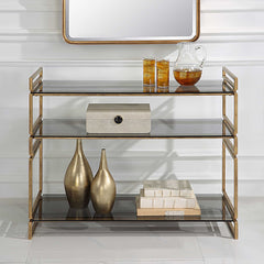 Stacked Up Gray Glass Console Table - Ornate Home