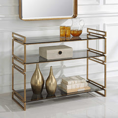 Stacked Up Gray Glass Console Table - Ornate Home