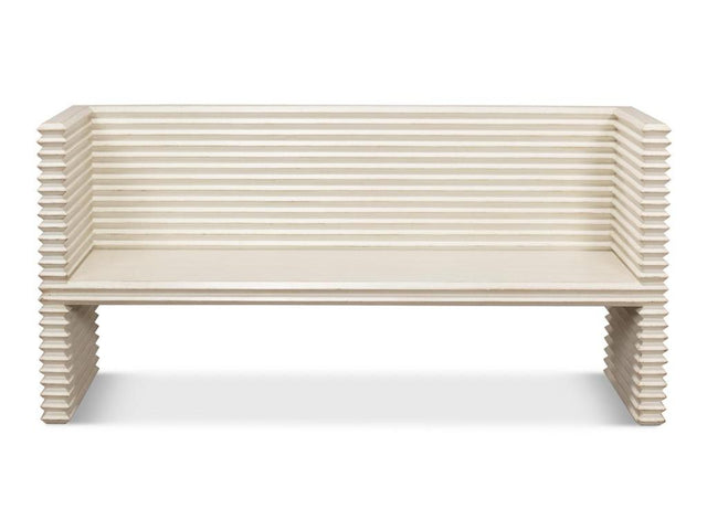 Stacked White Bench - Ornate Home