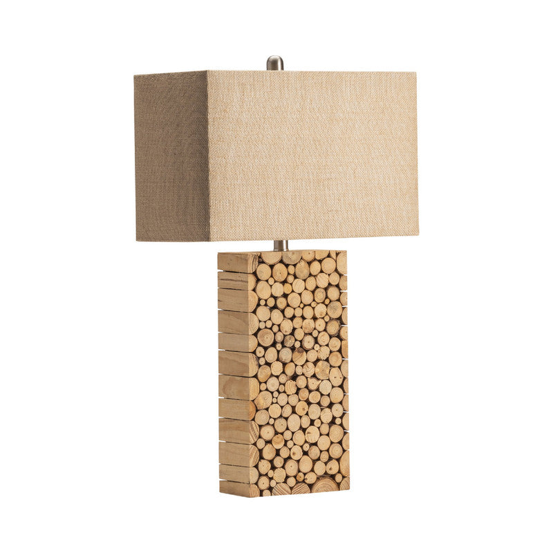Stacked Wood Brown/Cream Table Lamp (Set of 2) - Ornate Home