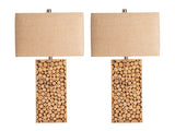 Stacked Wood Brown/Cream Table Lamp (Set of 2) - Ornate Home