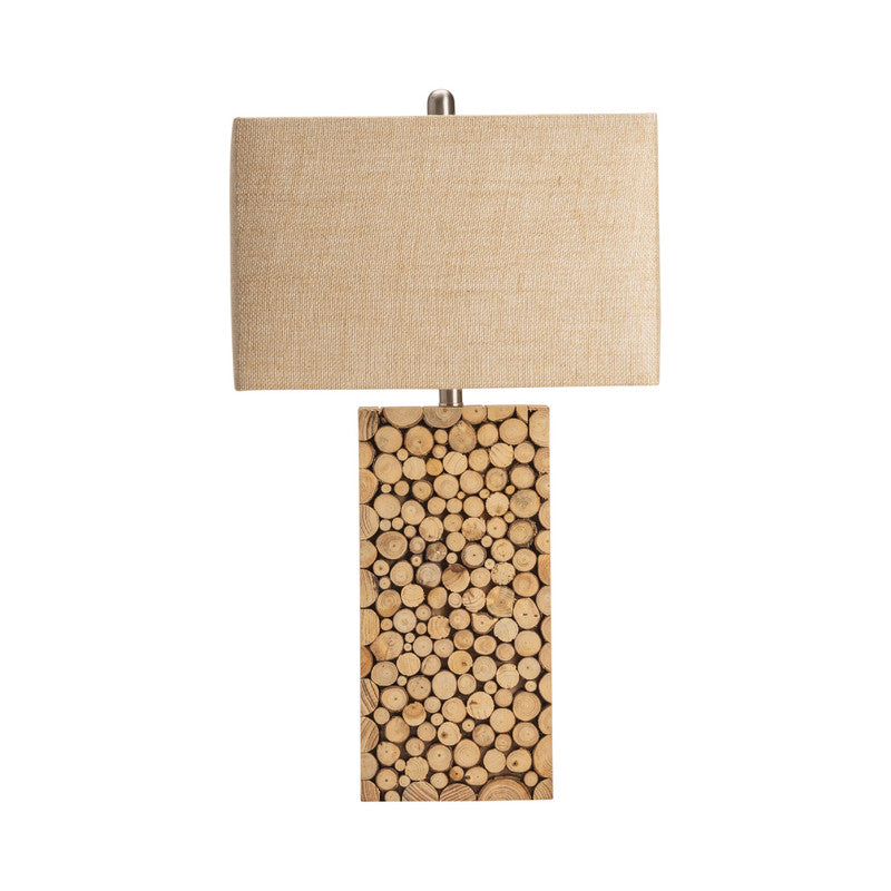 Stacked Wood Brown/Cream Table Lamp (Set of 2) - Ornate Home