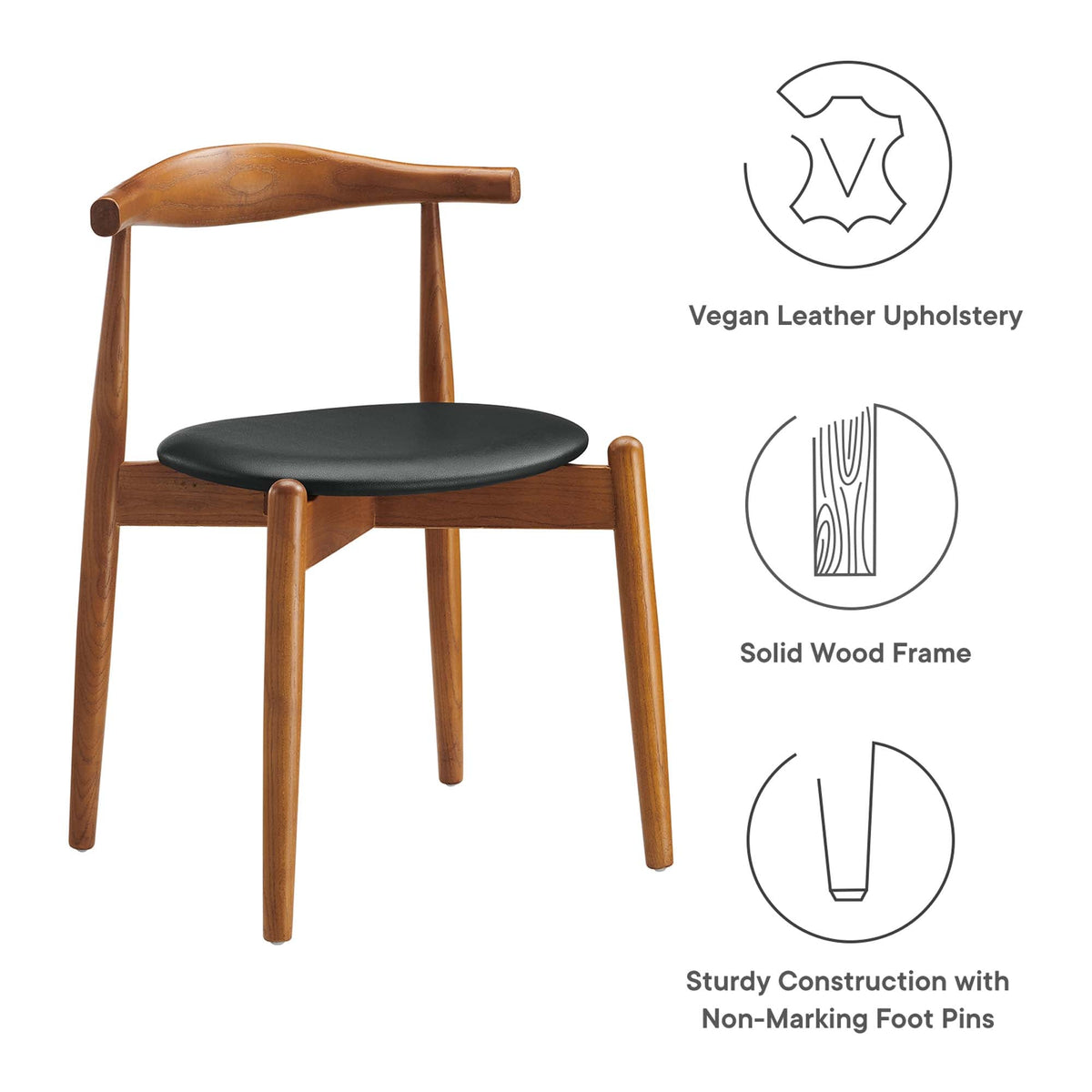 Stalwart Dark Walnut Black Dining Side Chairs (Set of 2) - Ornate Home