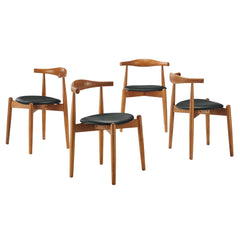 Stalwart Dark Walnut Black Dining Side Chairs (Set of 4) - Ornate Home