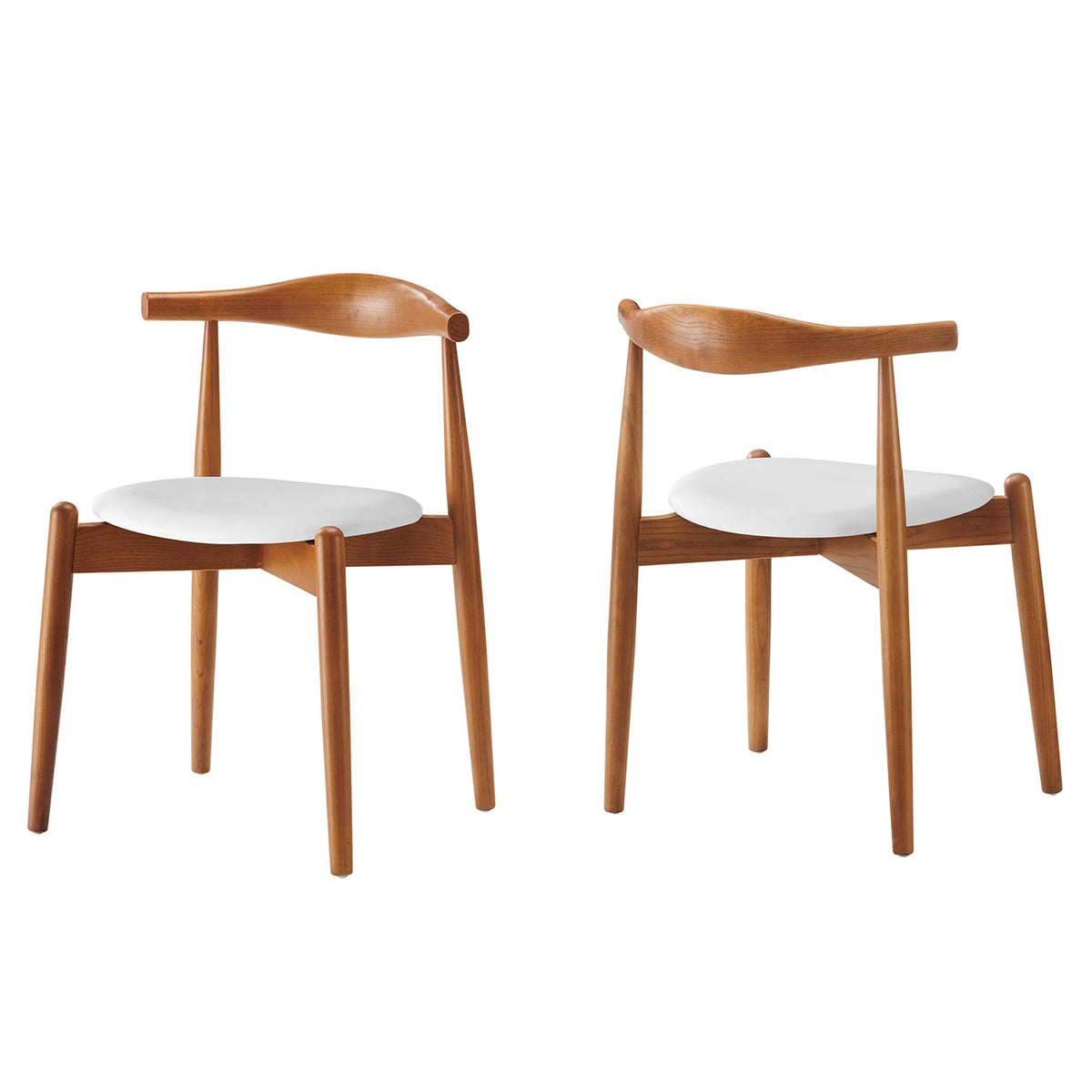 Stalwart Dark Walnut White Dining Side Chairs (Set of 2) - Ornate Home