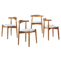 Stalwart Dark Walnut White Dining Side Chairs (Set of 4) - Ornate Home