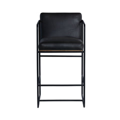 Stamford Black Leather Seat with Wood Back Metal Counter Stool