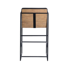 Stamford Black Leather Seat with Wood Back Metal Counter Stool