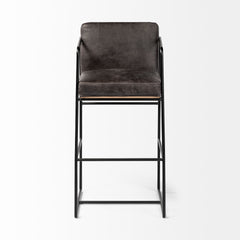 Stamford Black Leather Seat with Wood Back, Metal Frame Bar Stool - Ornate Home