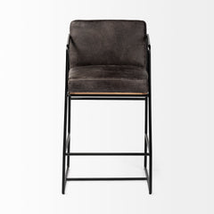 Stamford Black Leather Seat with Wood Back, Metal Frame Counter Stool - Ornate Home
