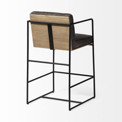Stamford Black Leather Seat with Wood Back, Metal Frame Counter Stool - Ornate Home