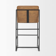 Stamford Brown 36" Leather Seat with Wood Back, Metal Frame Counter Stool