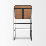 Stamford Charcoal-Brown Leather Seat with Wood Back Metal Counter Stool - Ornate Home