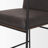 Stamford Charcoal-Brown Leather Seat with Wood Back Metal Counter Stool - Ornate Home